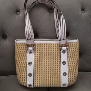 EUC Wicker Style Shoulder Bag with Genuine white leather straps from Maxx NY